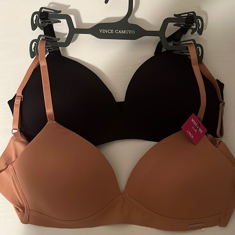 Vince Camuto 2 Wire-Free Bras PINK & BLACK Size 36B
